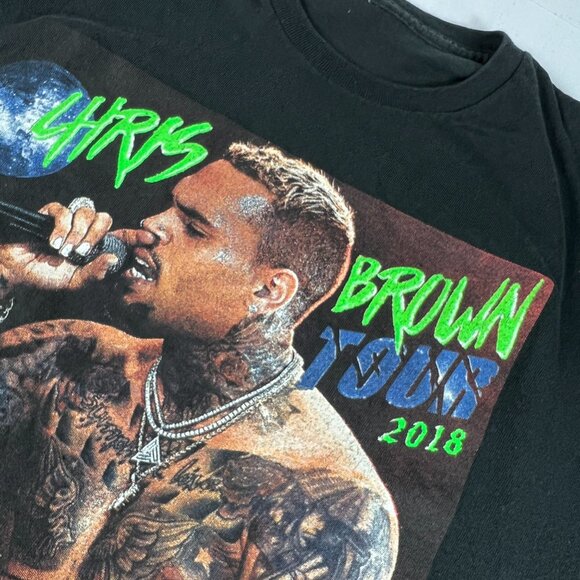 2018 Chris Brown Heartbreak On A Full Moon Tour Shirt Medium Black Thrashed Tee - Picture 7 of 14